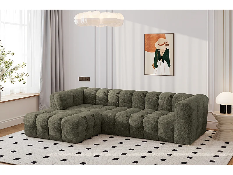 Ecksofa L-form BALOO L, Chenille-Stoff Arena, Grün, Links