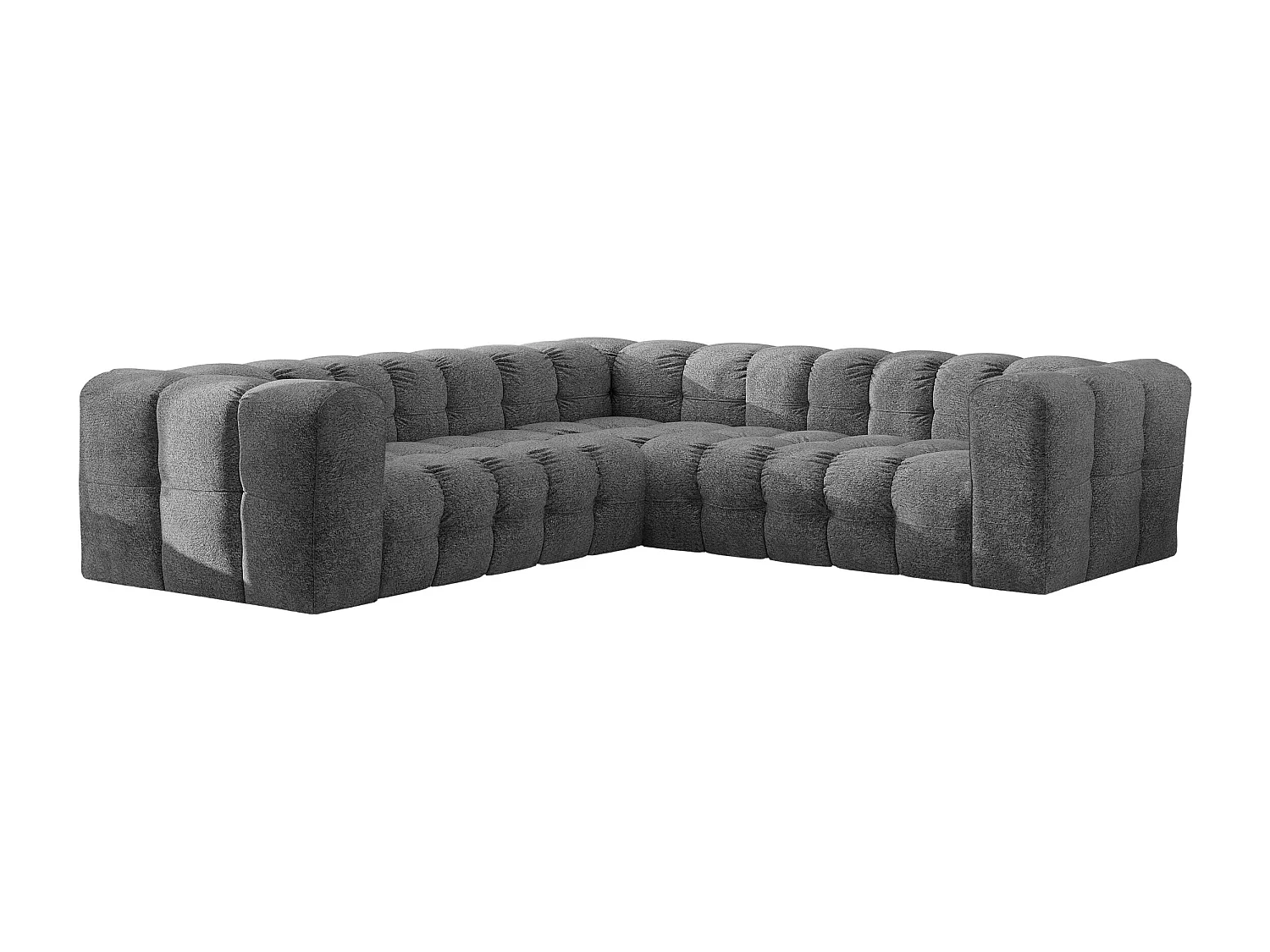 Divano angolare corner con impunture BALOO, tessuto chenille Arena, Antracite