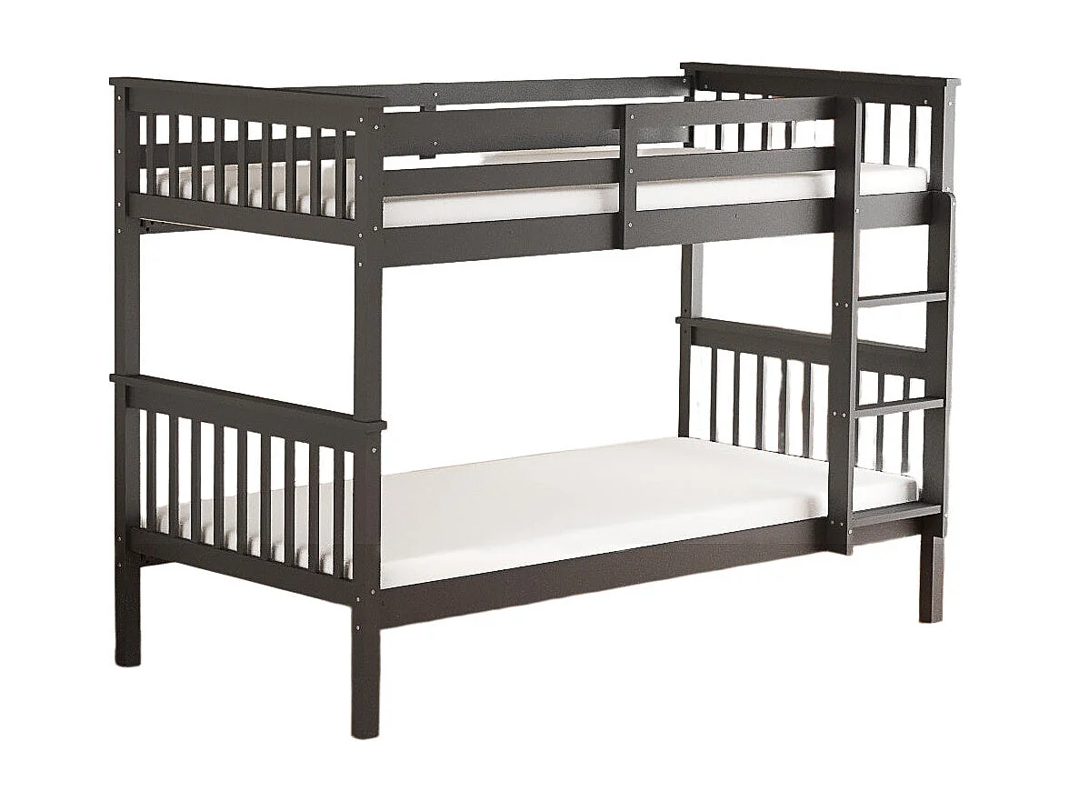 Lit superposé en bois gris 90x190 cm 1+1 BATNA