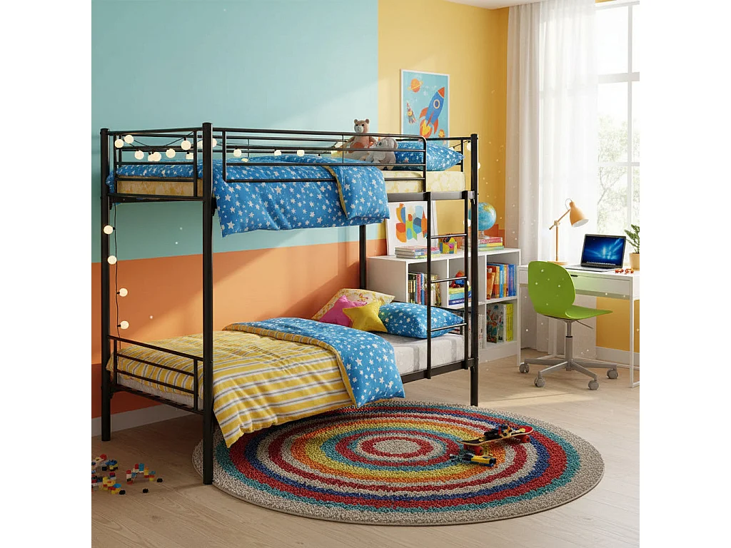 Lit superposé séparable métal noir 2x90x190 cm LUNA