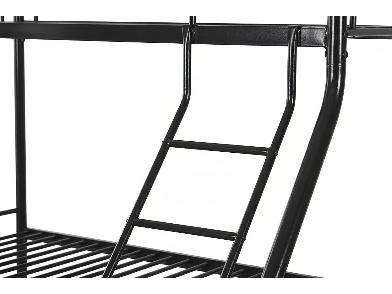 Pack: Lit superposé en métal sommier inclus + 2 Matelas 90/140x190 cm, 3 places Noir COSTO