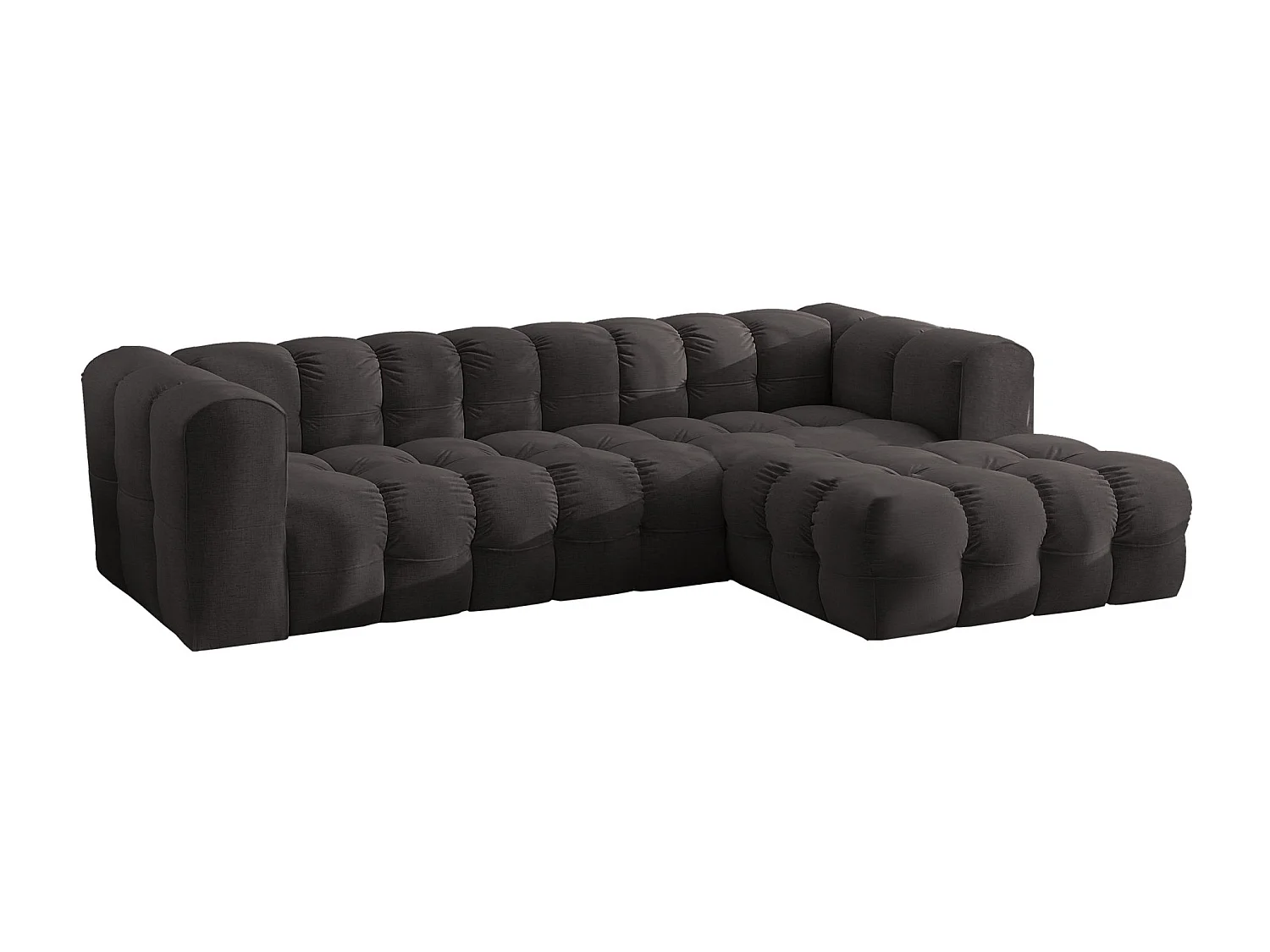 Divano angolare a L BALOO L, tessuto chenille Moly, Nero, Destra