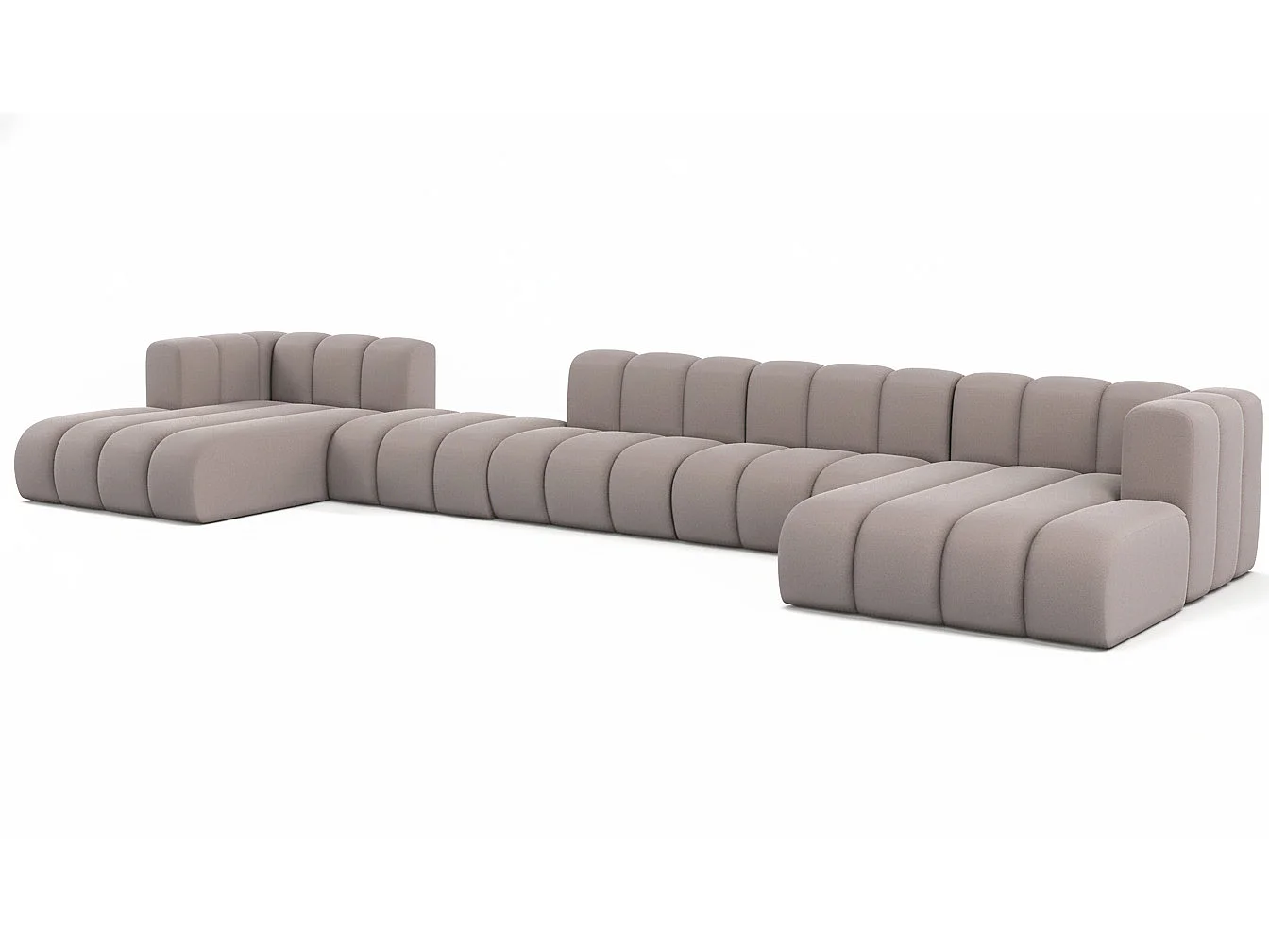 Hoekbank, U-vorm sofa Grand U Big XL 500 cm, veloursstof Salvador, Grijs