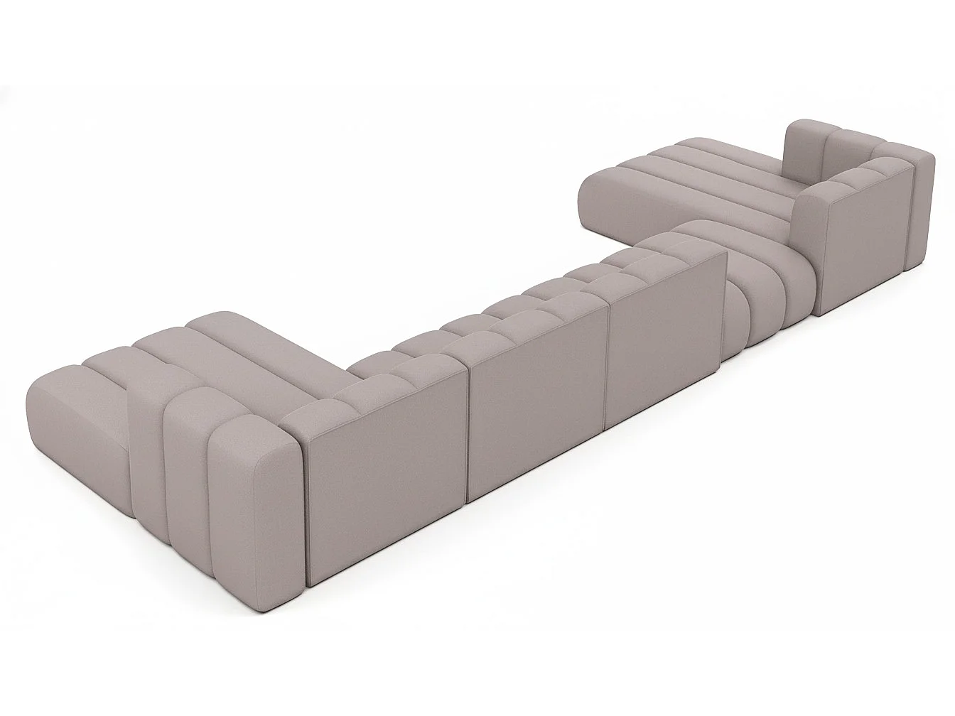 Hoekbank, U-vorm sofa Grand U Big XL 500 cm, veloursstof Salvador, Grijs