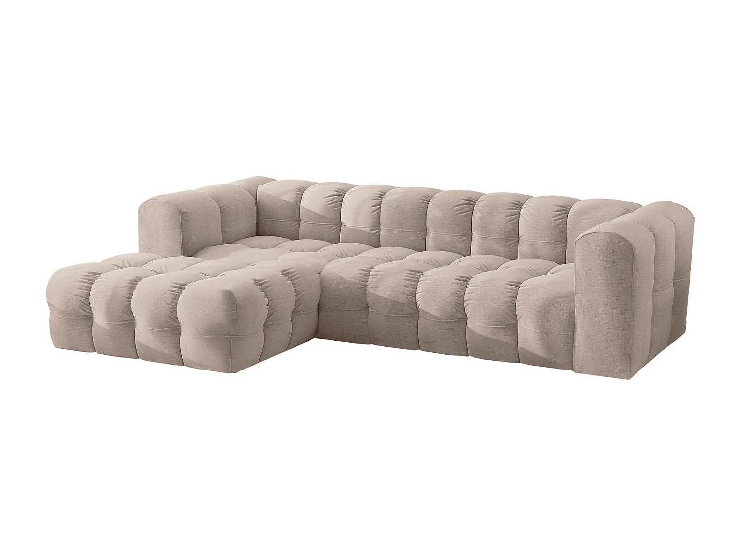 Divano angolare a L BALOO L, tessuto chenille Moly, Beige, Sinistra