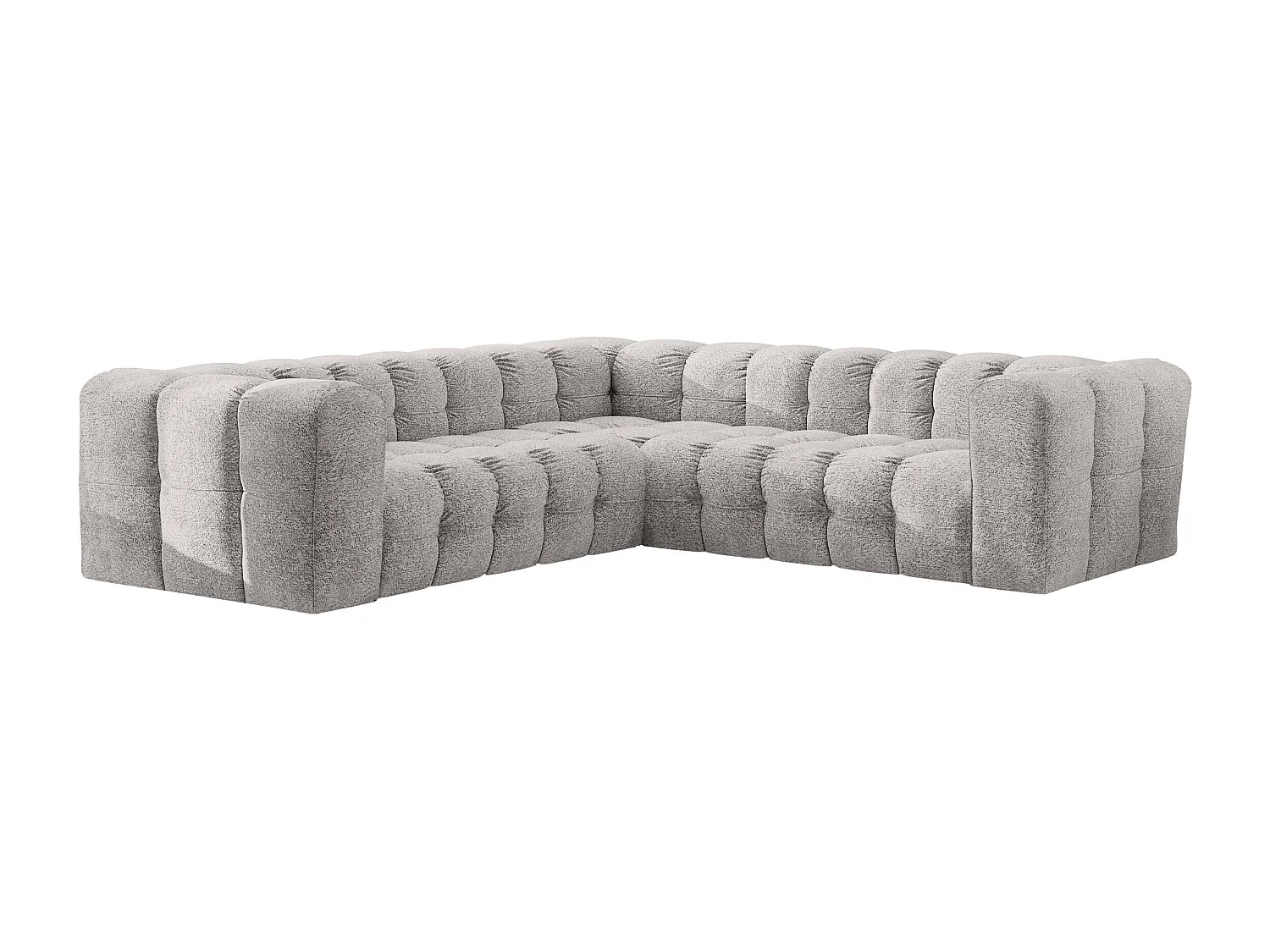 Divano angolare corner con impunture BALOO, tessuto chenille Arena, Grigio chiaro