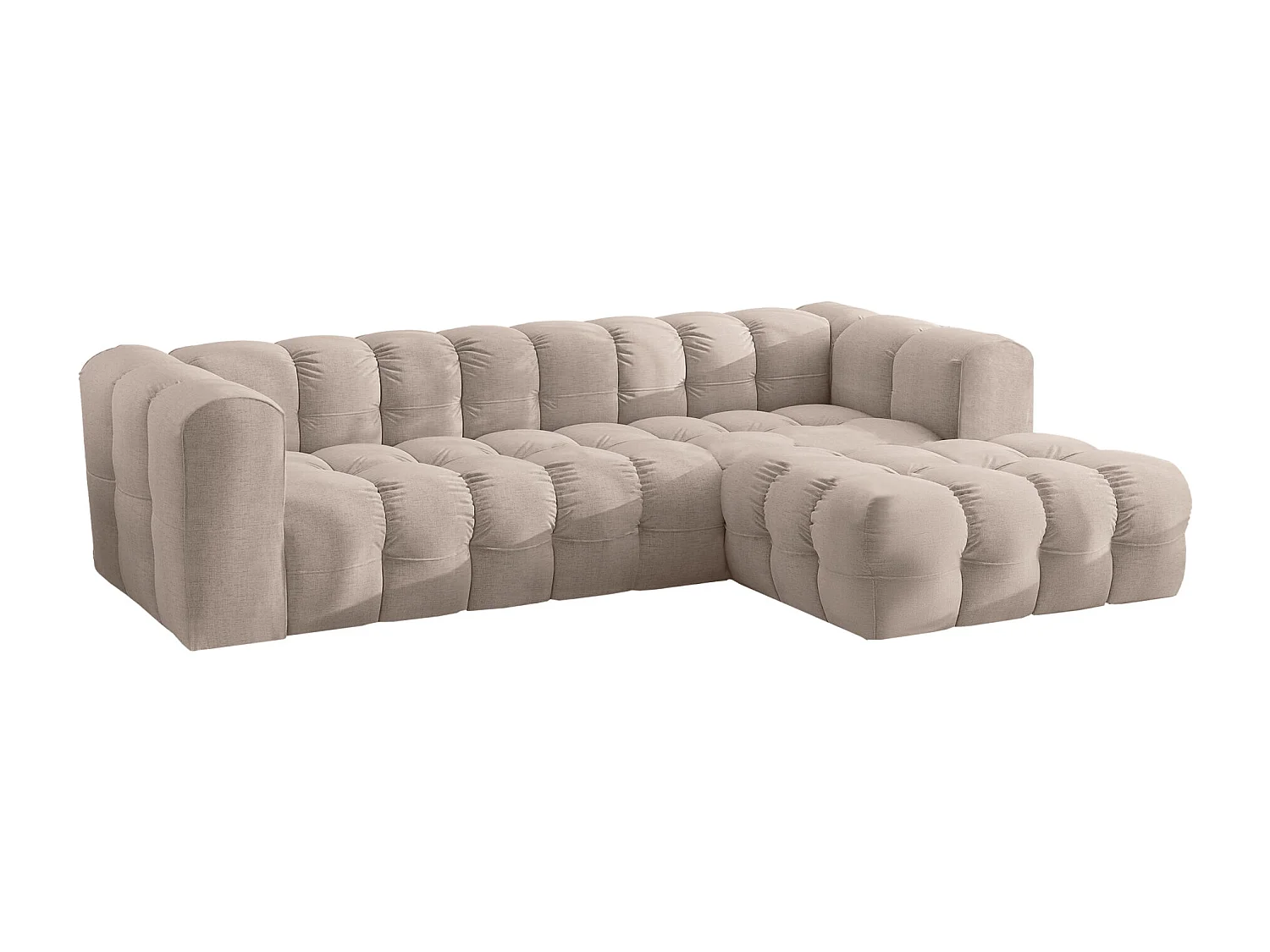 Divano angolare a L BALOO L, tessuto chenille Moly, Beige, Destra