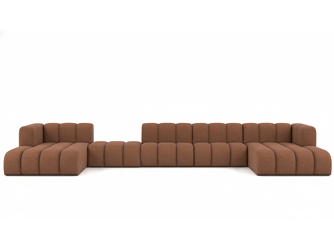 Hoekbank, U-vorm sofa Grand U Big XL 500 cm, veloursstof Salvador, Donkerbruin