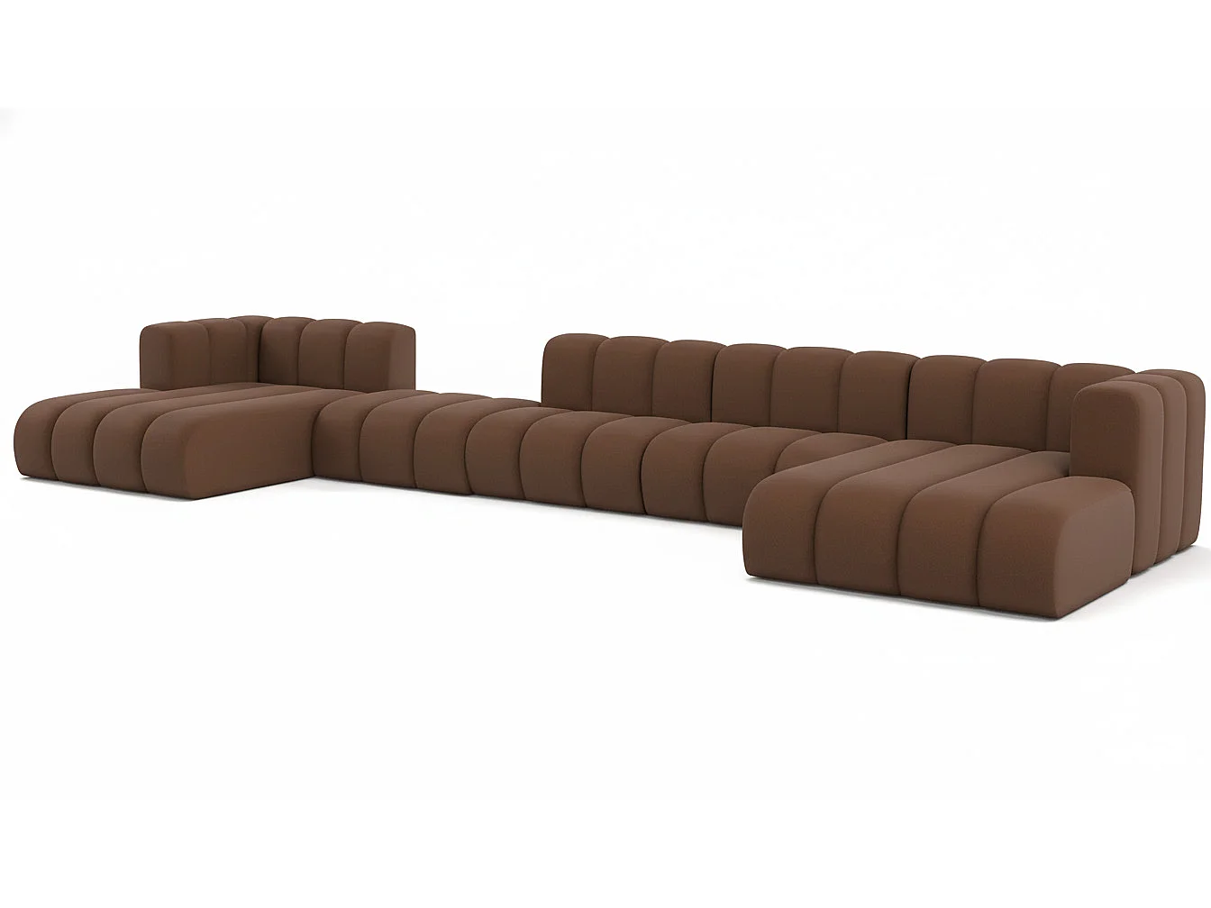 Hoekbank, U-vorm sofa Grand U Big XL 500 cm, veloursstof Salvador, Donkerbruin