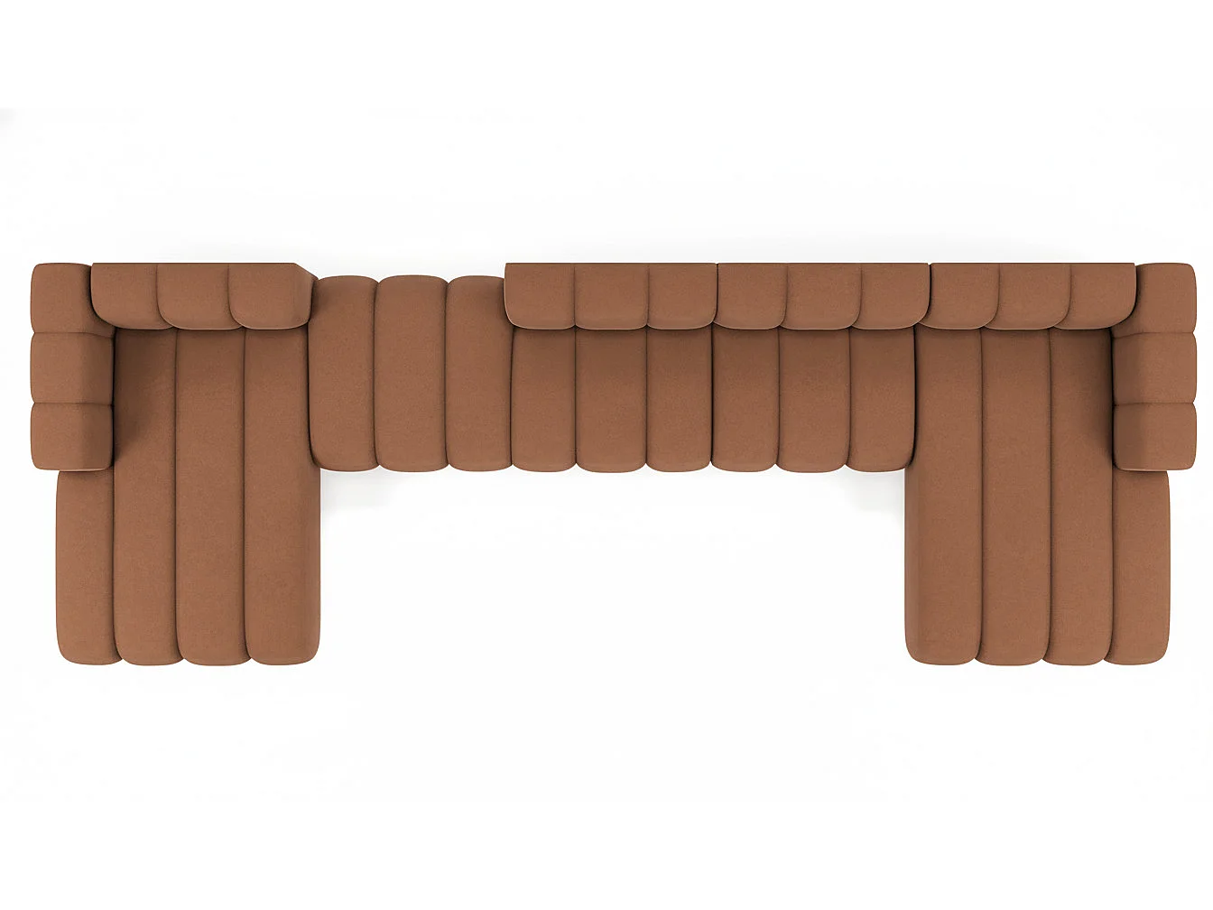 Hoekbank, U-vorm sofa Grand U Big XL 500 cm, veloursstof Salvador, Donkerbruin