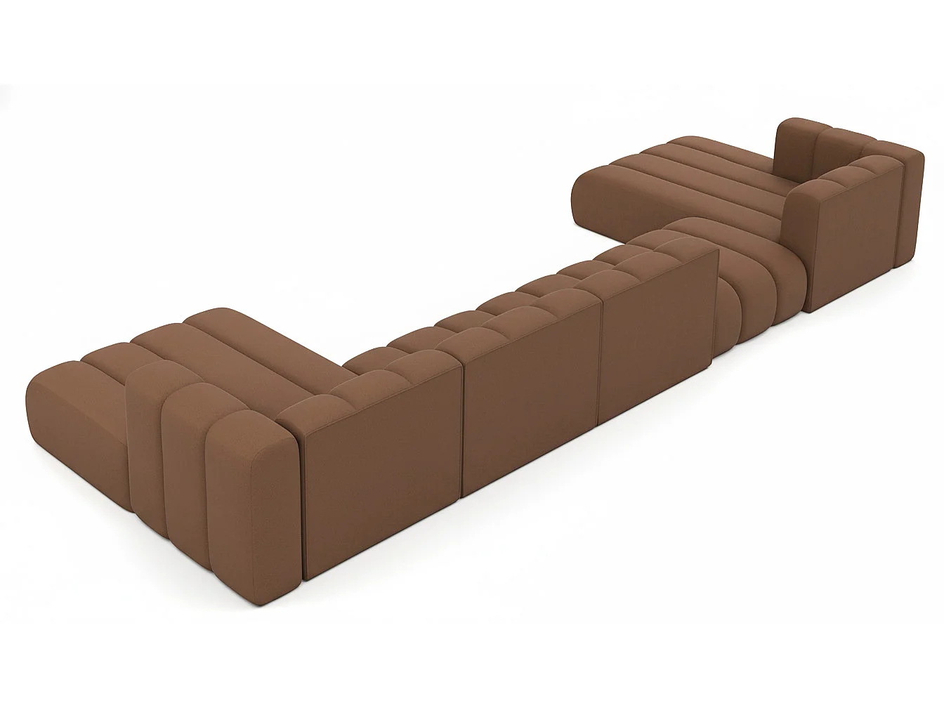 Hoekbank, U-vorm sofa Grand U Big XL 500 cm, veloursstof Salvador, Donkerbruin