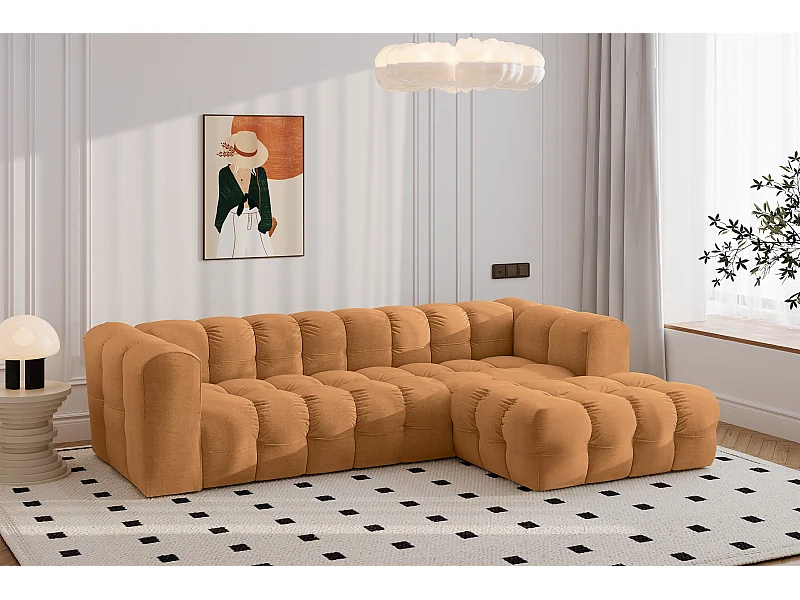 Divano angolare a L BALOO L, tessuto chenille Moly, Arancione, Destra