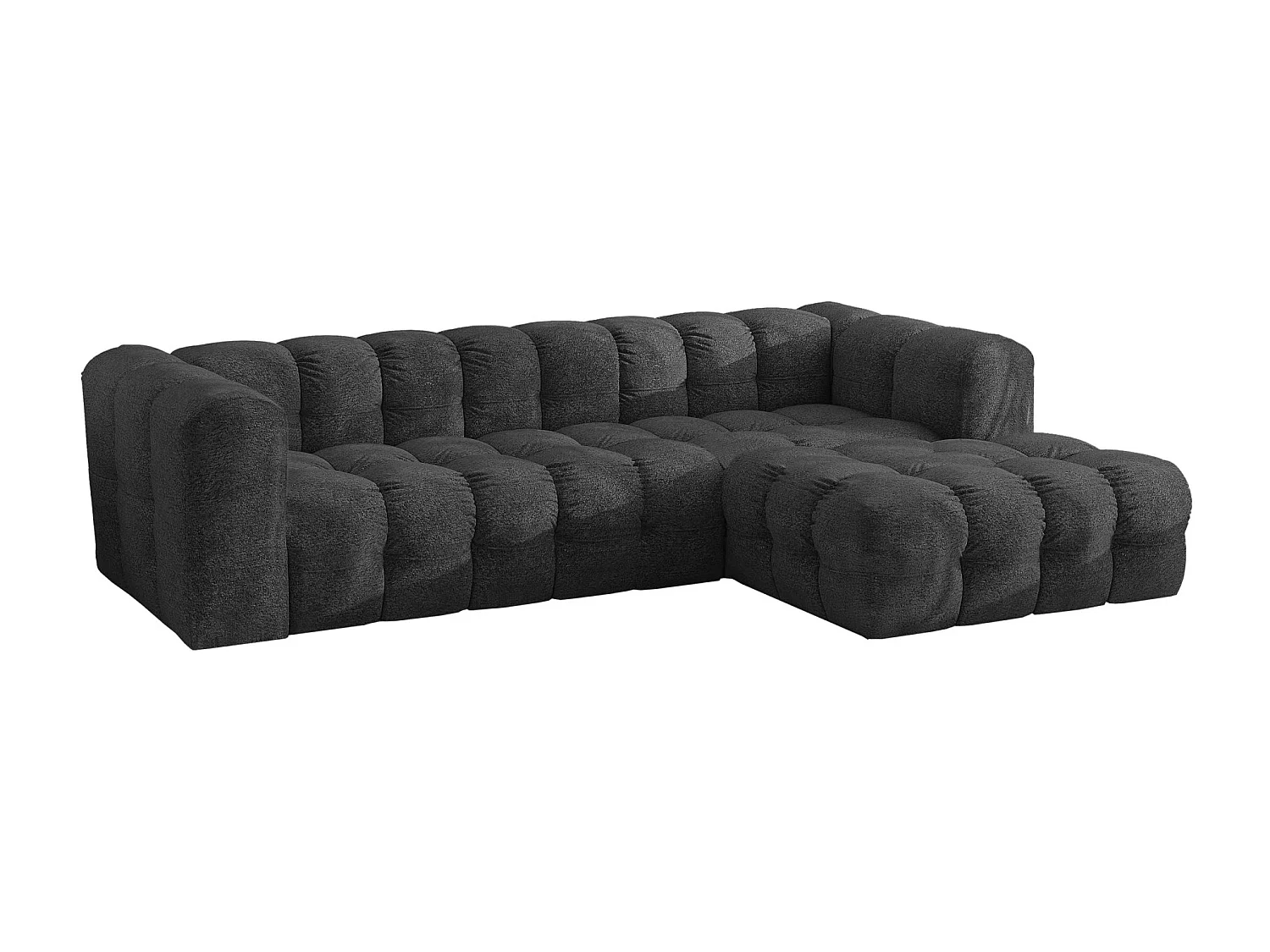 Divano angolare a L BALOO L, tessuto chenille Arena, Grafite, Destra