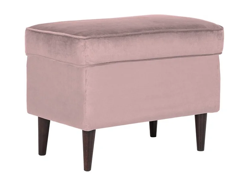 Pouf design velours rose et wengé Havo