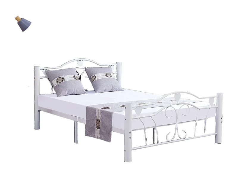 Lit métal blanc 140x190 cm avec sommier HERCULE