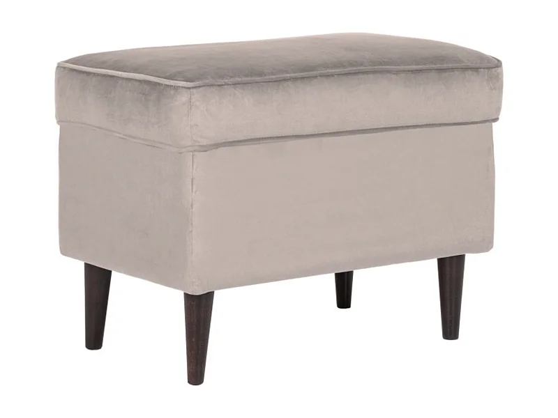 Pouf design velours beige et wengé Havo