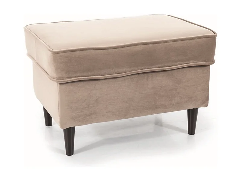 Pouf design velours beige et wengé Havo