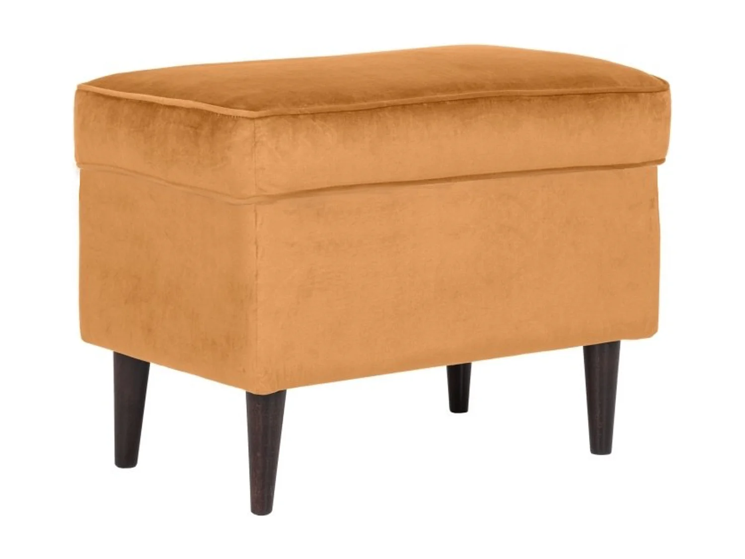 Pouf design velours jaune et wengé Havo