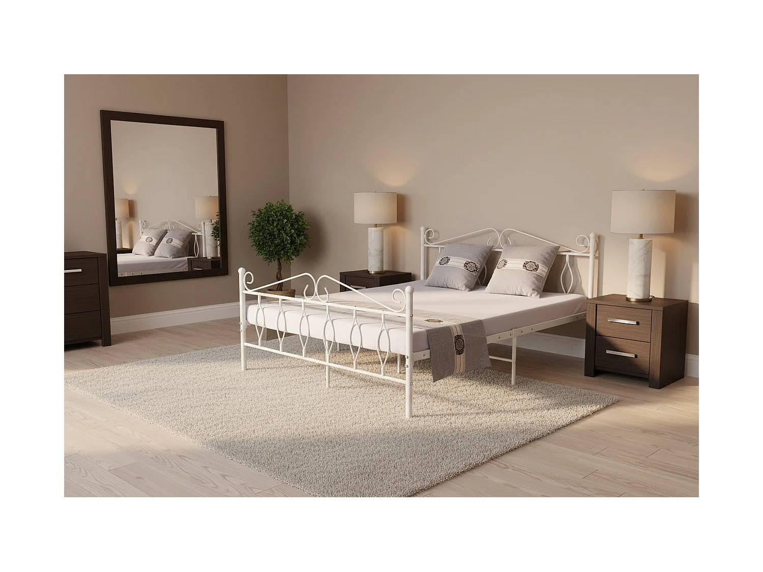 Lit 2 Places JULIE en Métal – 140x190 cm avec Sommier Inclus