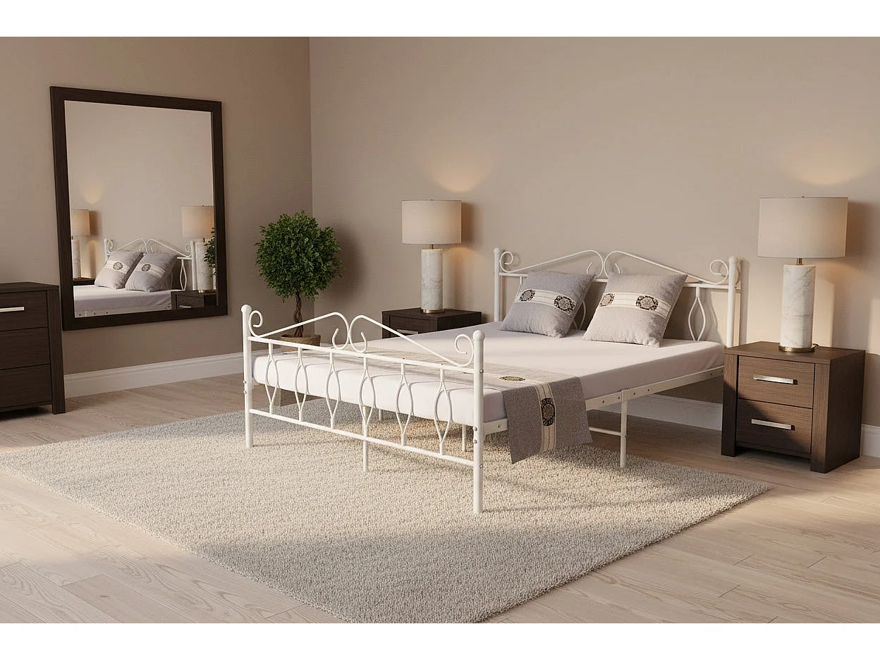 Lit 2 Places JULIE en Métal – 140x190 cm avec Sommier Inclus