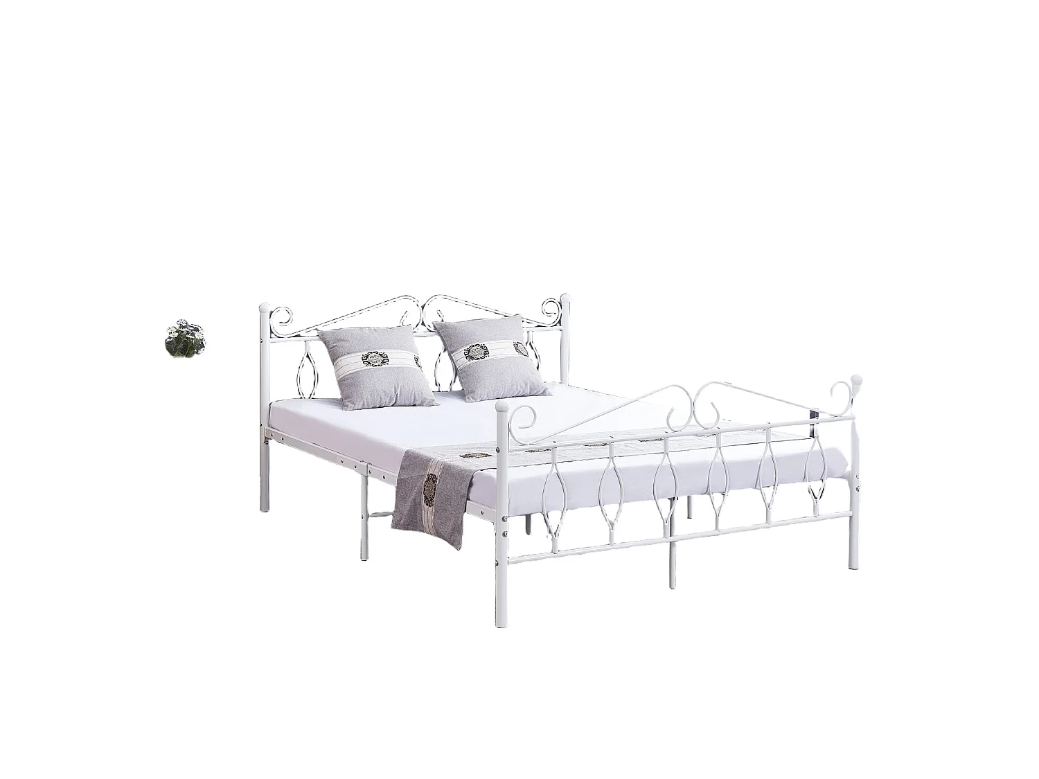 Lit 2 Places JULIE en Métal – 140x190 cm avec Sommier Inclus