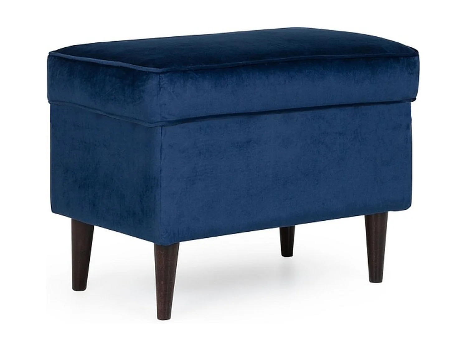 Pouf design velours bleu et wengé Havo