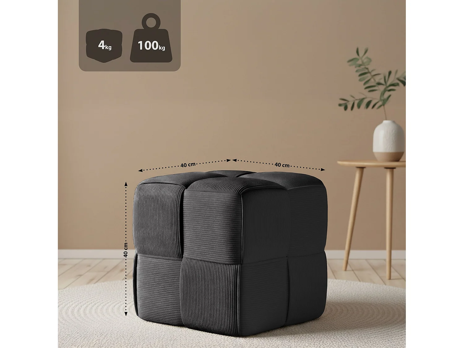 Tabouret - Cordon - Gris foncé - Forinta