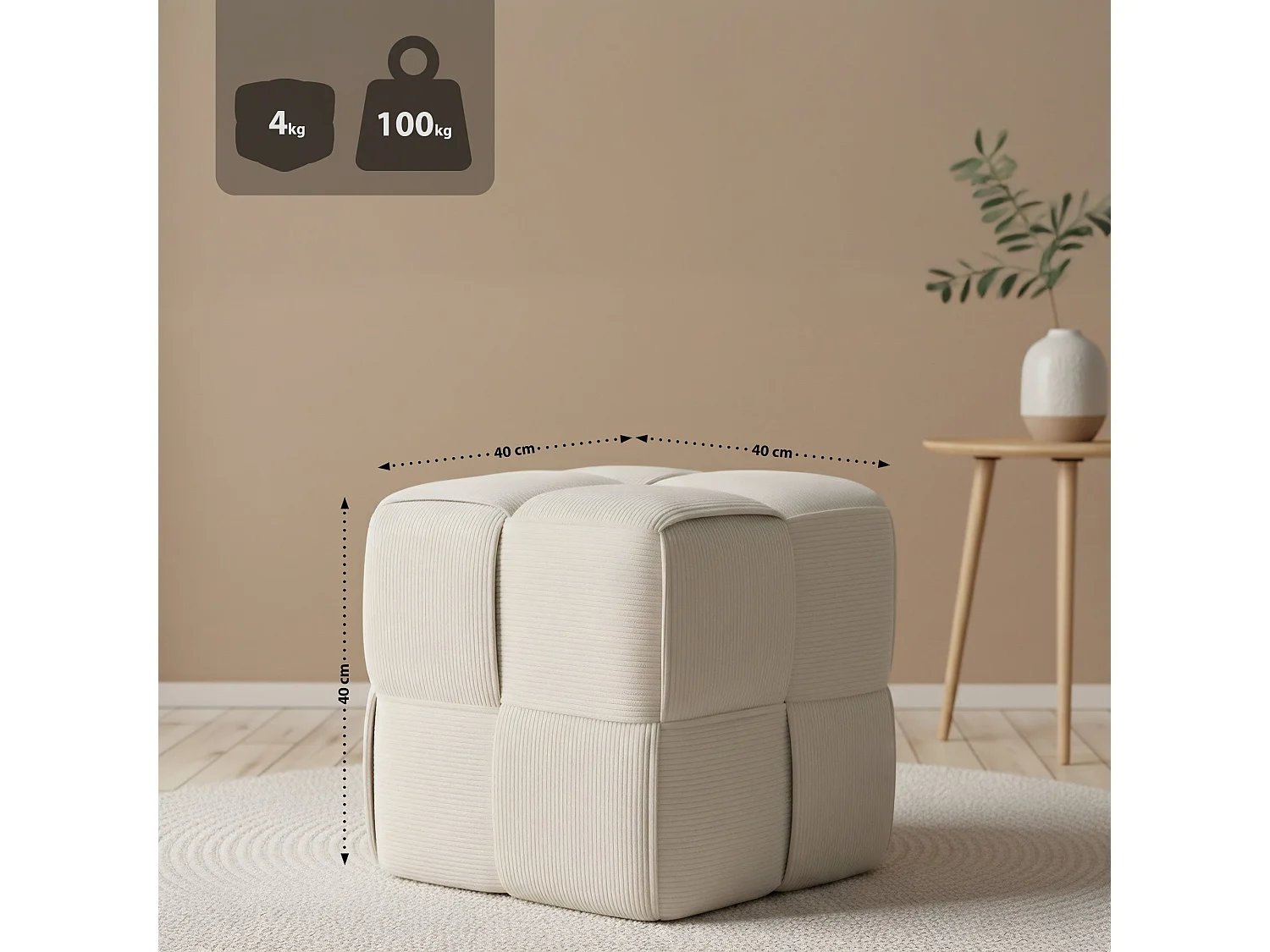 Tabouret - Cordon - Crème - Forinta