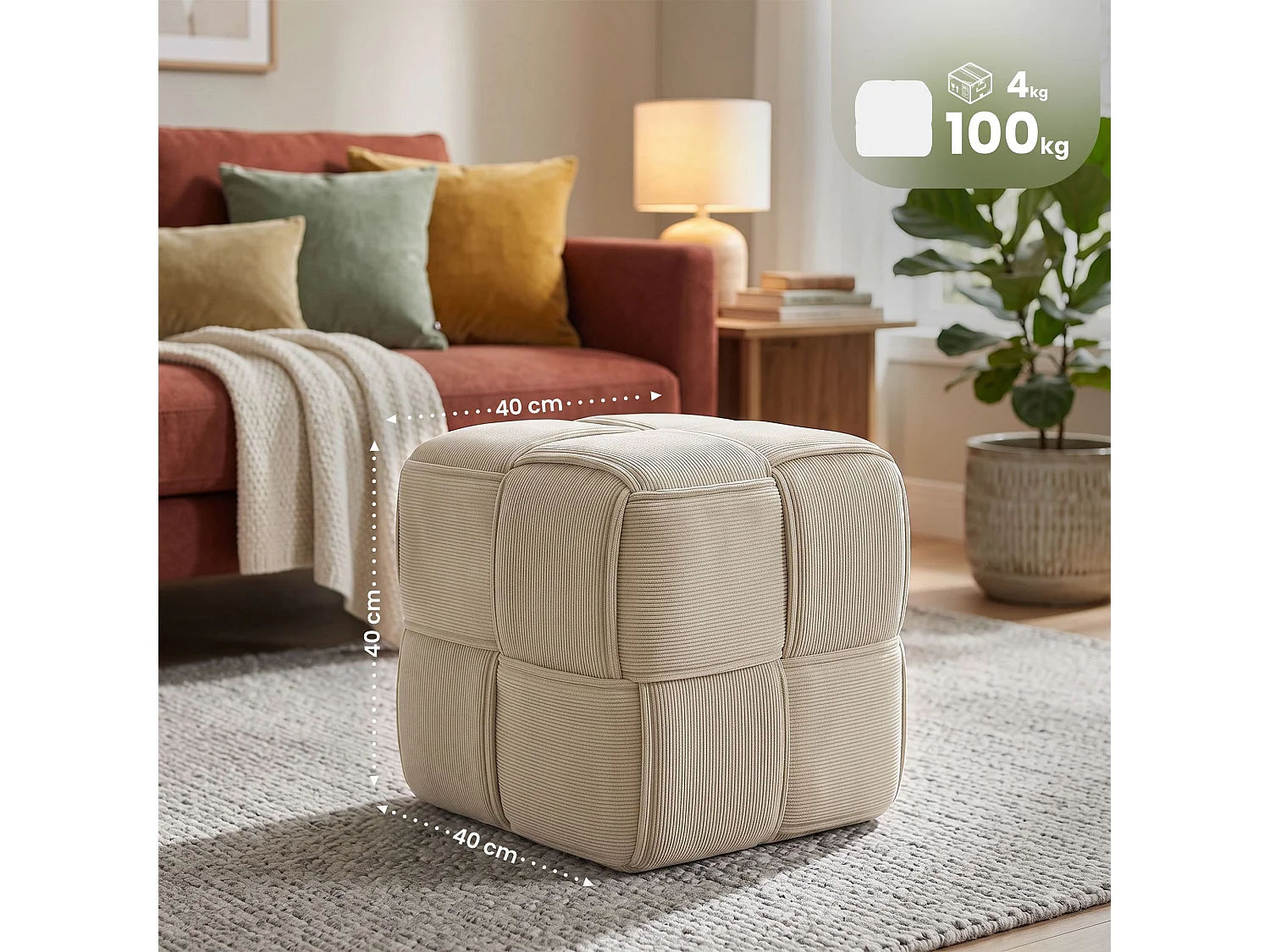 Tabouret - Cordon - Crème - Forinta