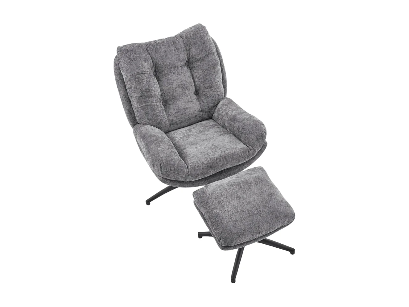 Fauteuil avec repose-pieds en tissu gris avec bascule Gasper