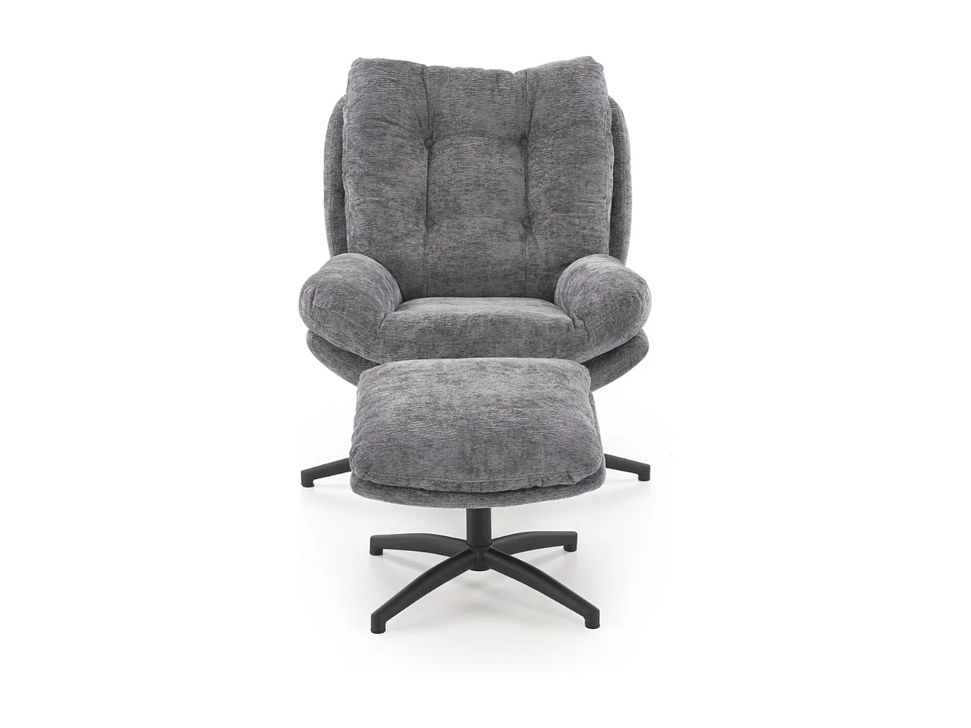 Fauteuil avec repose-pieds en tissu gris avec bascule Gasper