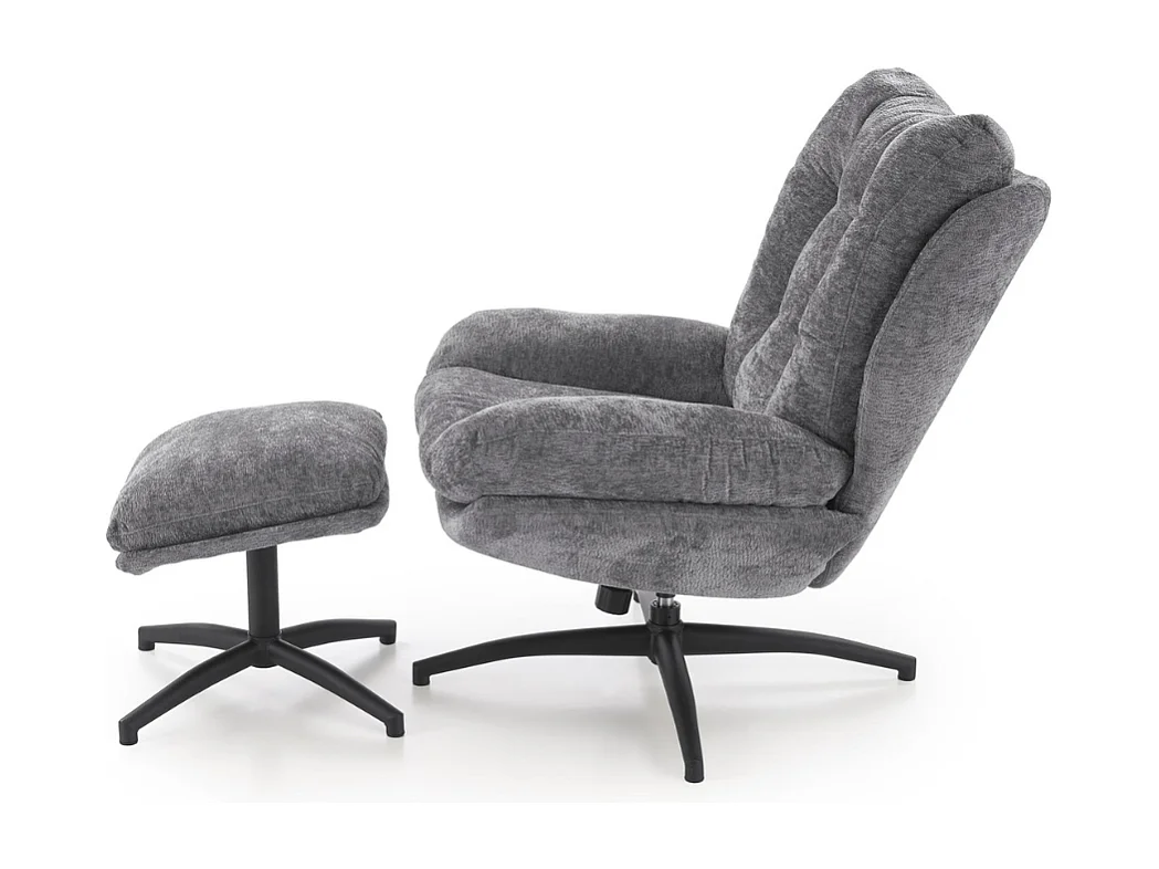 Fauteuil avec repose-pieds en tissu gris avec bascule Gasper