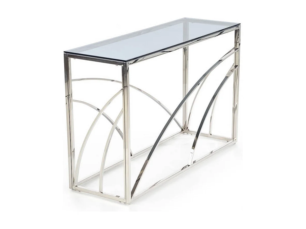 Console 120 x 40 cm avec structure en métal chromé et plateau en verre fumé SOCHIC