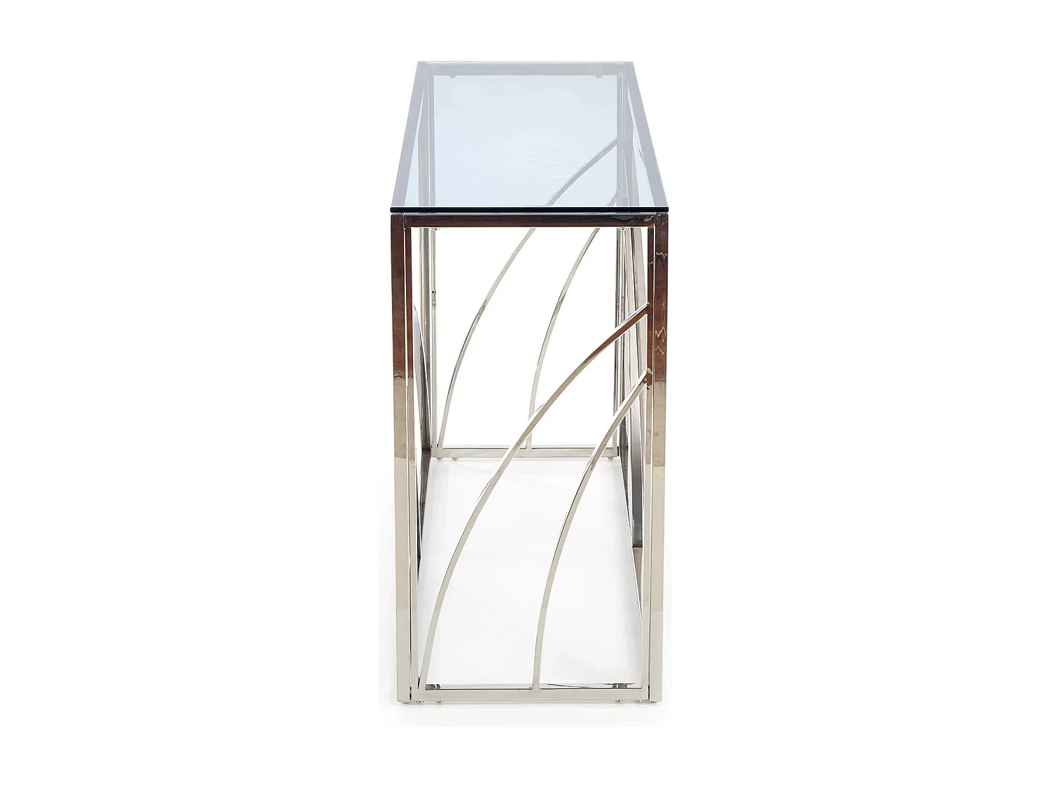 Console 120 x 40 cm avec structure en métal chromé et plateau en verre fumé SOCHIC