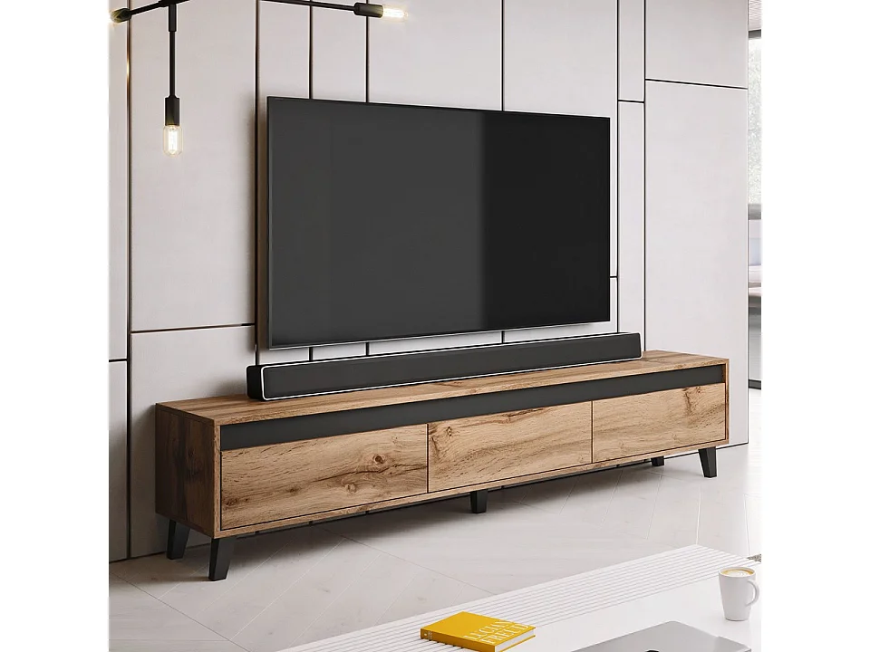 Meuble TV couleur chêne et gris 185 cm Stik