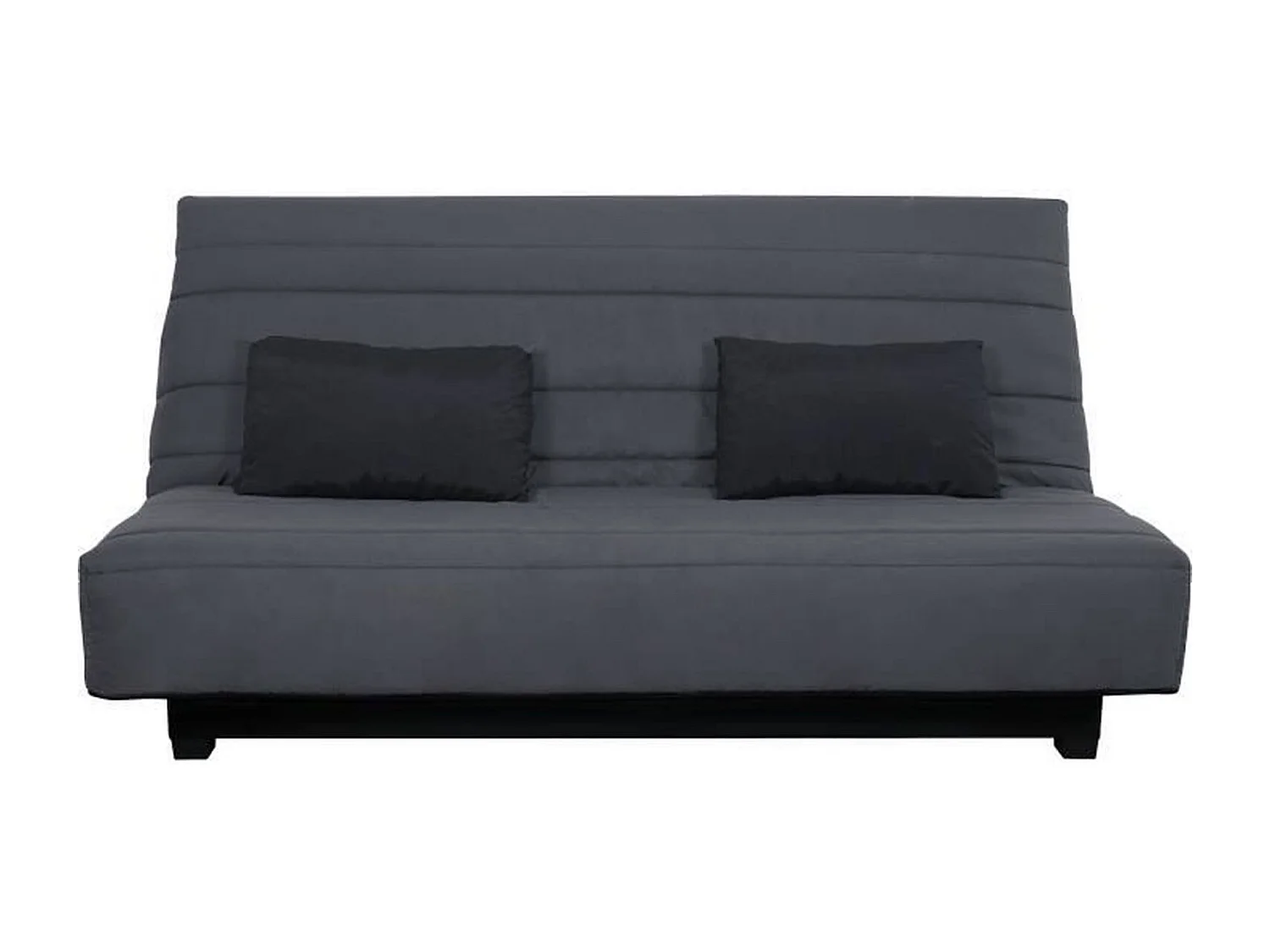 Sofá cama clic-clac para 2 personas DUNLOPILLO RÊVEUR gris con colchón de 13 cm, arcón de almacenamiento, tejido desenfundable, diseño contemporáneo