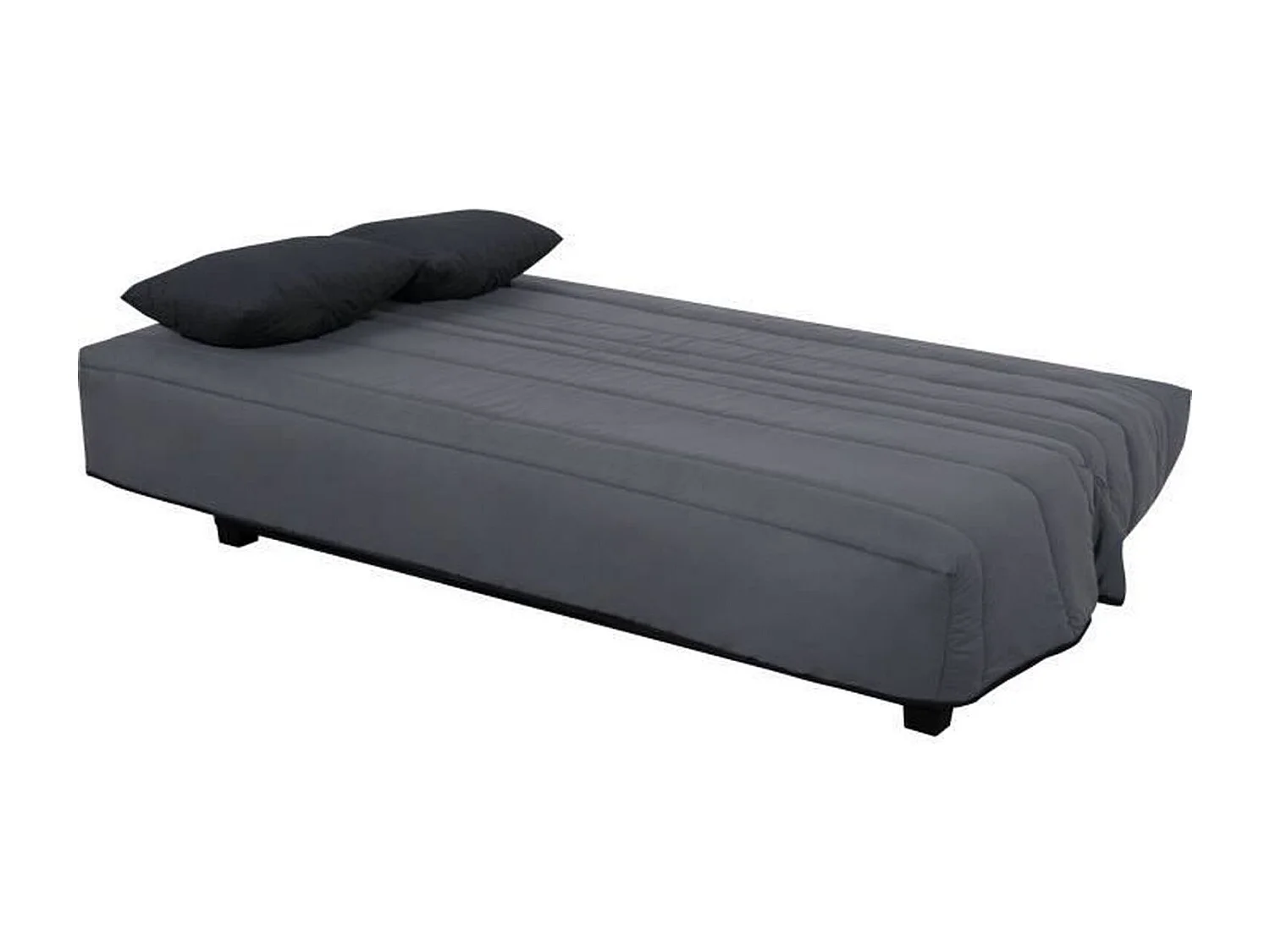 Sofá cama clic-clac para 2 personas DUNLOPILLO RÊVEUR gris con colchón de 13 cm, arcón de almacenamiento, tejido desenfundable, diseño contemporáneo