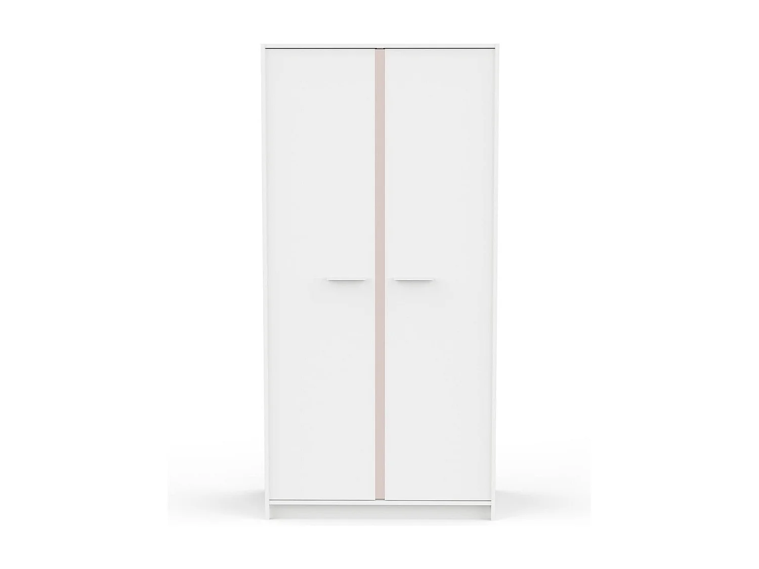 Kleiderschrank mit 2 Türen in Weiß, wendbare Kanten in Sturmblau oder Aprikose, Höhe 180,9 cm - ARLO