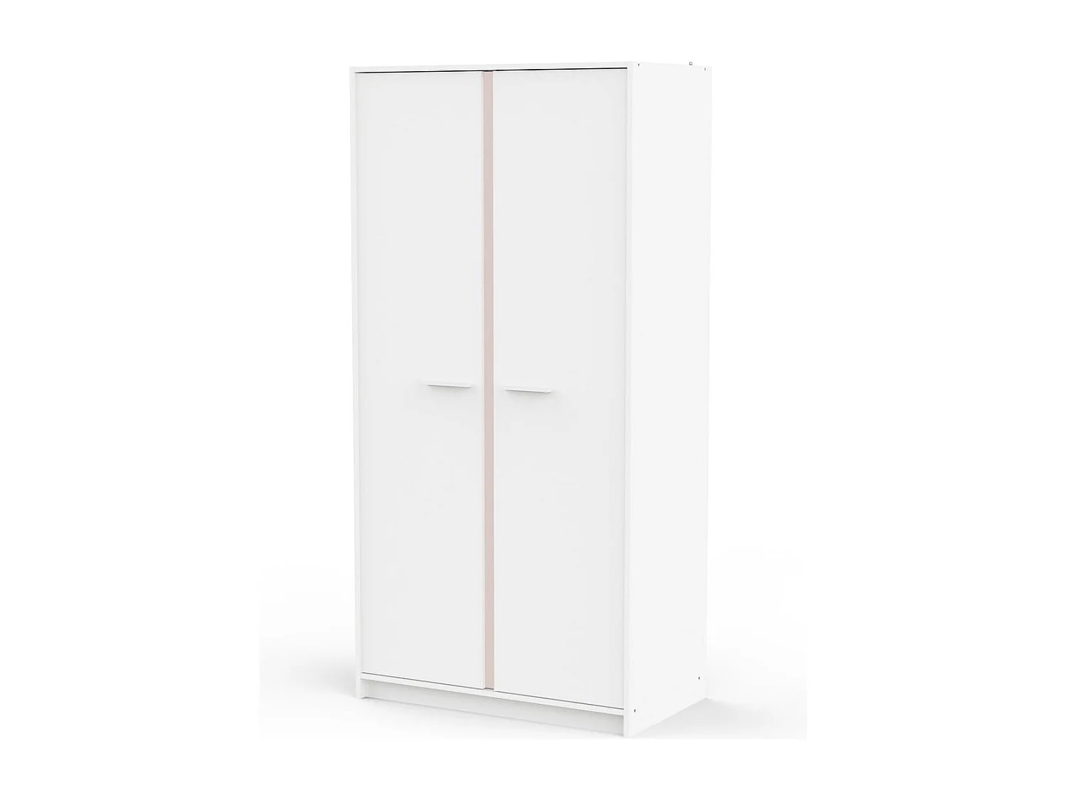 Kleiderschrank mit 2 Türen in Weiß, wendbare Kanten in Sturmblau oder Aprikose, Höhe 180,9 cm - ARLO