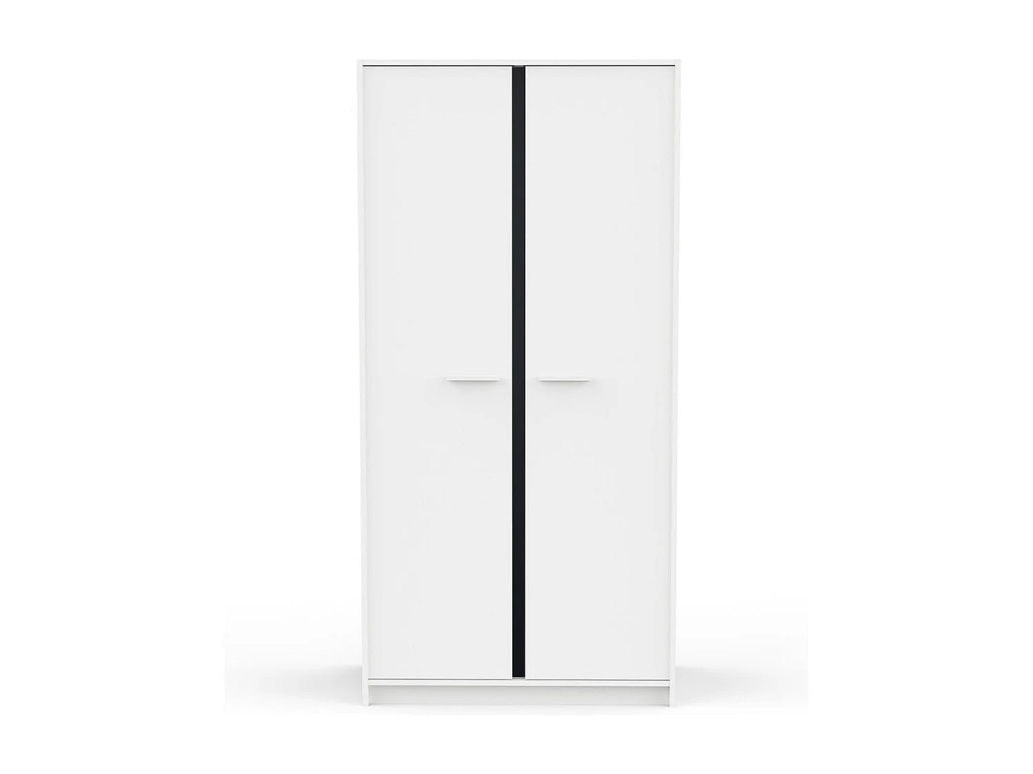 Kleiderschrank mit 2 Türen in Weiß, wendbare Kanten in Sturmblau oder Aprikose, Höhe 180,9 cm - ARLO