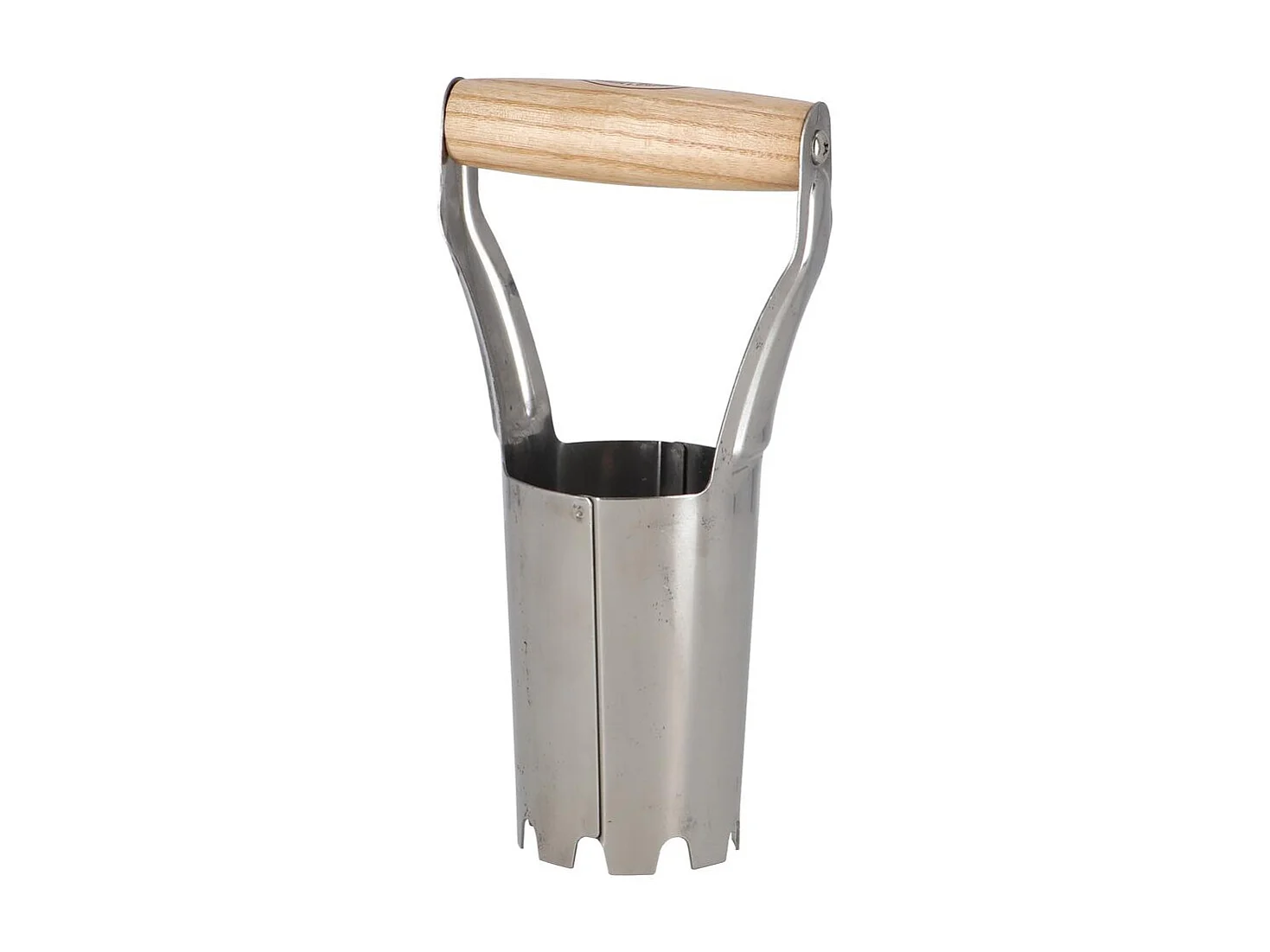 Foraterra plantador de bulbos de flores en acero inoxidable con mango de madera