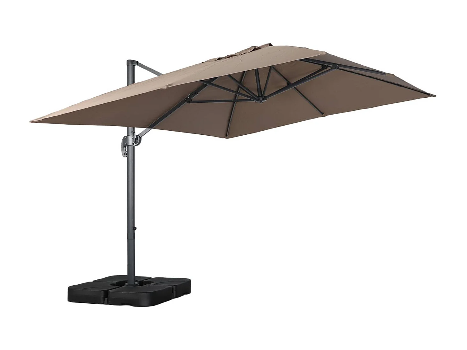 Parasol déporté rectangulaire 3x4m + dalles à lester 50x50cm taupe - Wimereux + Fixeo