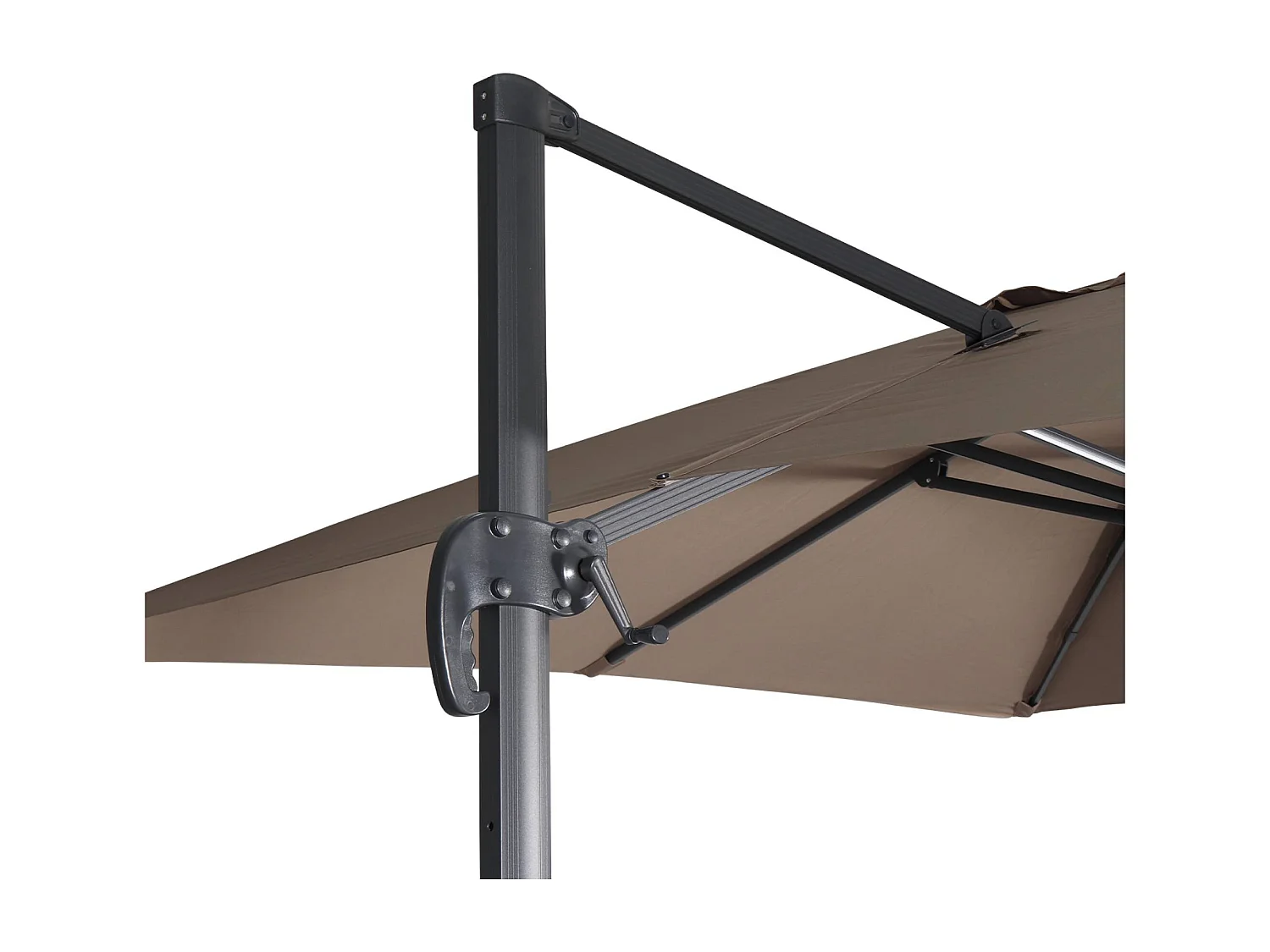 Parasol déporté rectangulaire 3x4m + dalles à lester 50x50cm taupe - Wimereux + Fixeo