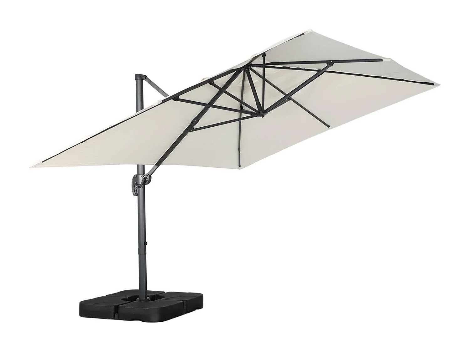 Parasol déporté rectangulaire 3x4m + dalles à lester 50x50cm écru - Wimereux + Fixeo