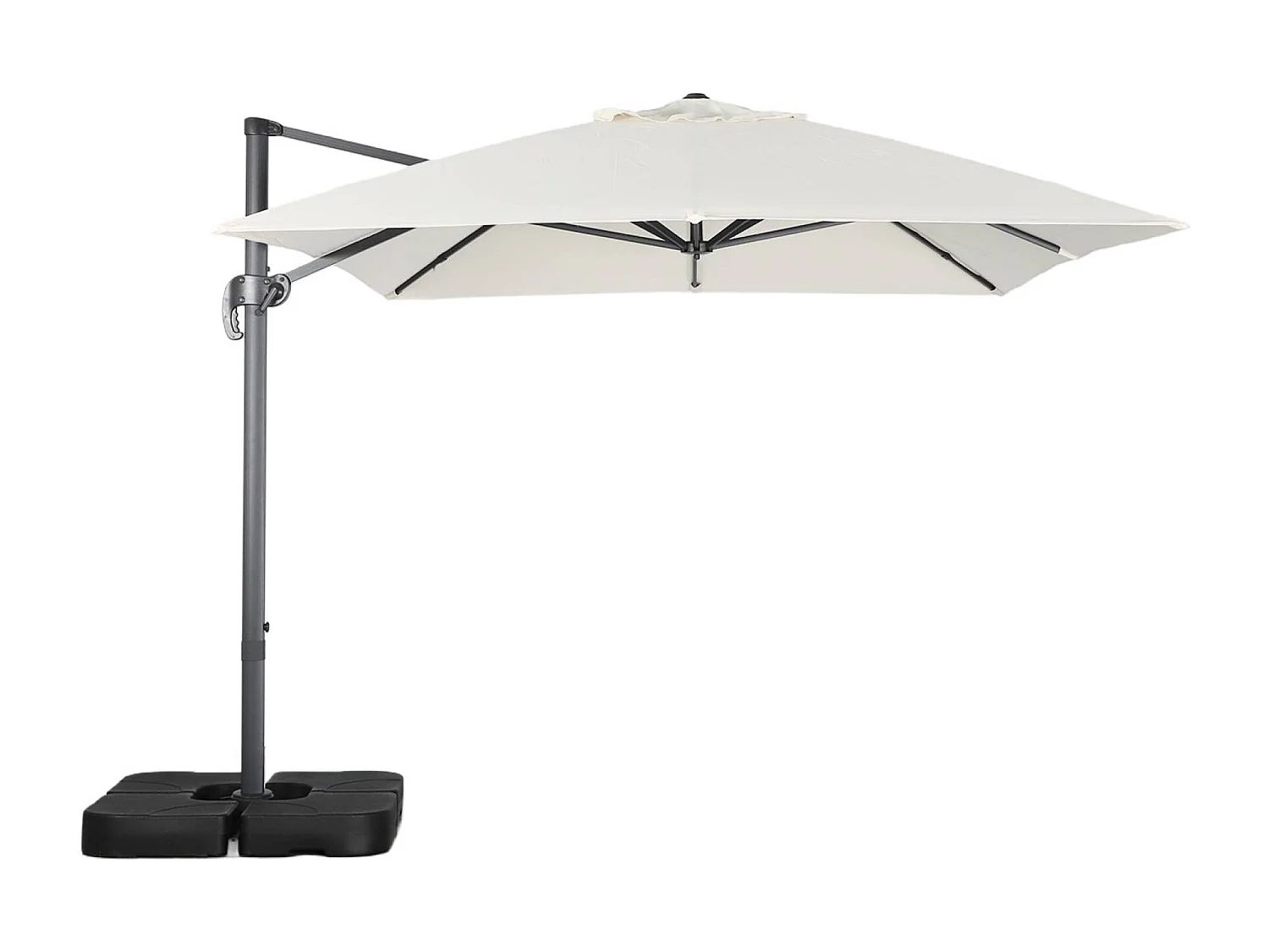 Parasol déporté rectangulaire 3x4m + dalles à lester 50x50cm écru - Wimereux + Fixeo