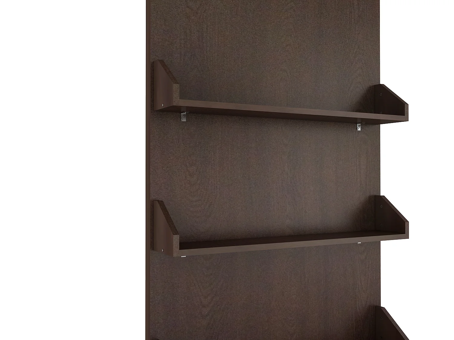 Porte coulissante en bois et MDF avec étagères et rail invisible - naturel foncé - 93 x 210 cm - KAZORI
