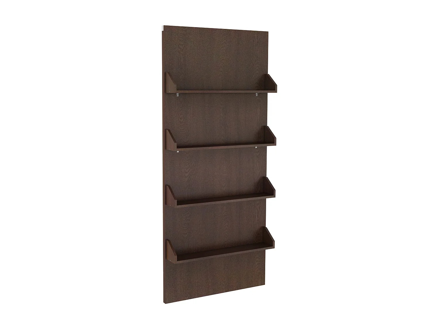 Porte coulissante en bois et MDF avec étagères et rail invisible - naturel foncé - 93 x 210 cm - KAZORI