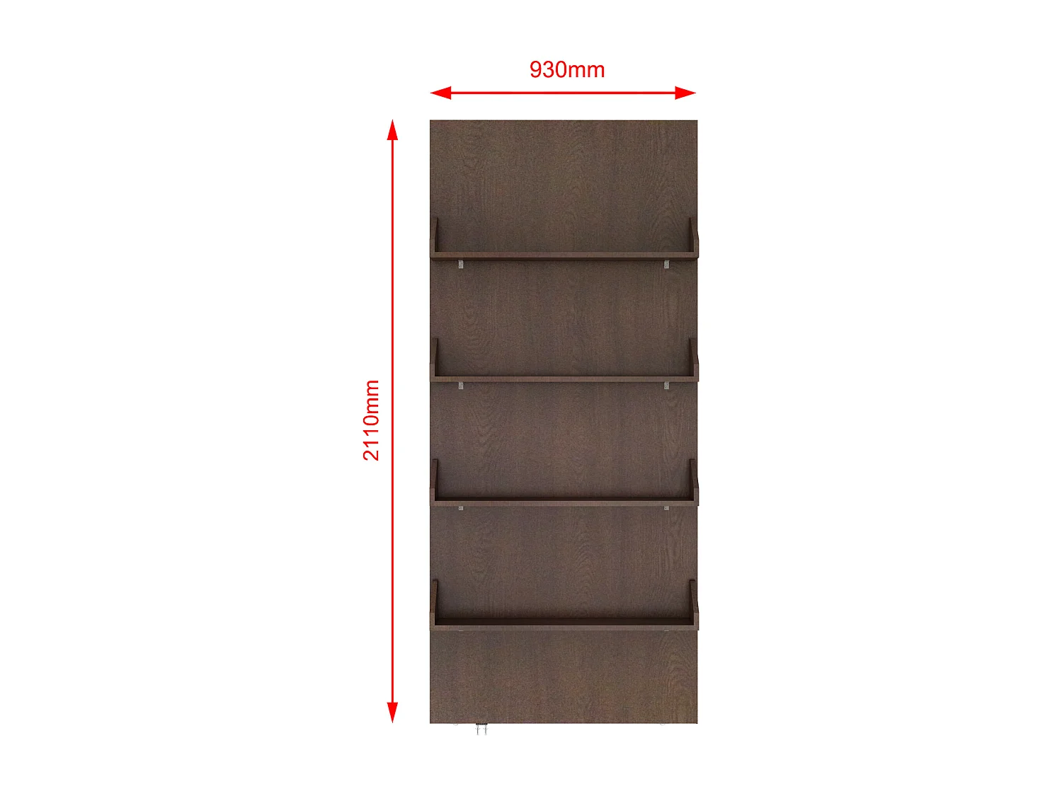 Porte coulissante en bois et MDF avec étagères et rail invisible - naturel foncé - 93 x 210 cm - KAZORI