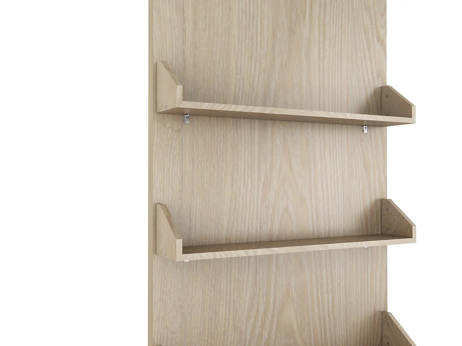 Porte coulissante en bois et MDF avec étagères et rail invisible - naturel clair - 93 x 210 cm - KAZORI