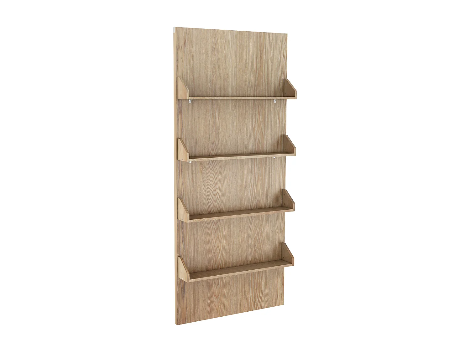 Porte coulissante en bois et MDF avec étagères et rail invisible - naturel clair - 93 x 210 cm - KAZORI